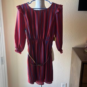 Forever 21 - Burgundy/Blue Striped Dress - Size M